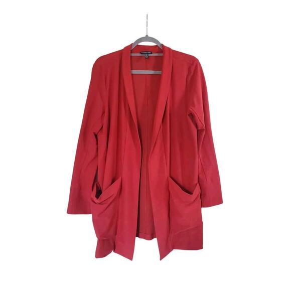 Eileen Fisher Red Viscose Stretchy Open Front Slouchy Jacket Cardigan, Medium - Picture 1 of 12
